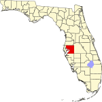 Map of Florida highlighting Hillsborough County